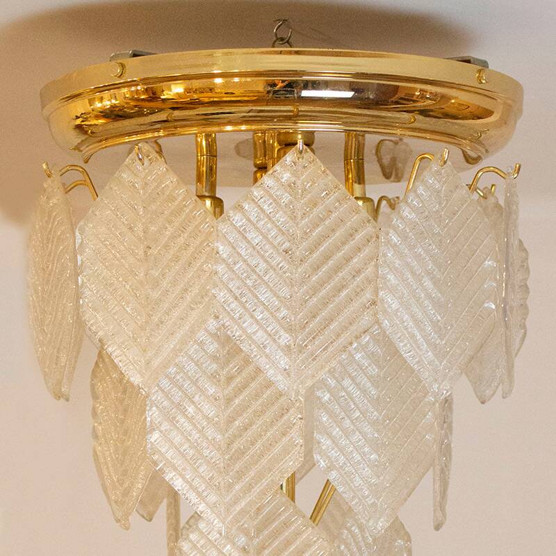 Murano Glass Chandelier with Hexagonal Leafs, Italy, 1960s