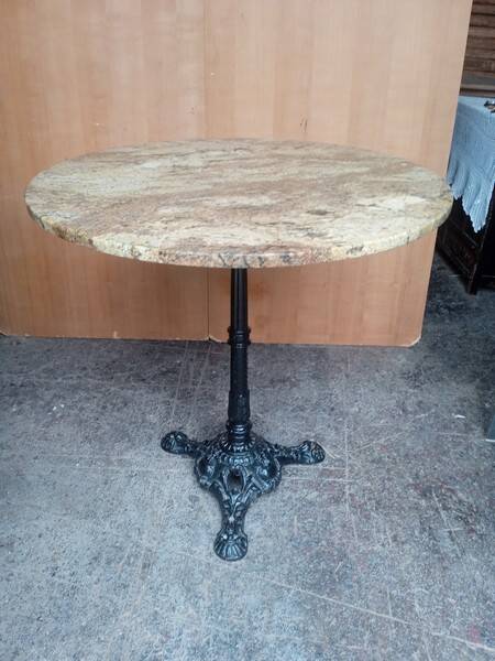Table bistrot plateau marbre vintage