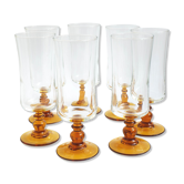 Glasses/flutes with a vintage orange foot