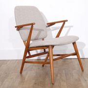 Fauteuil vintage scandinave en bois 1950