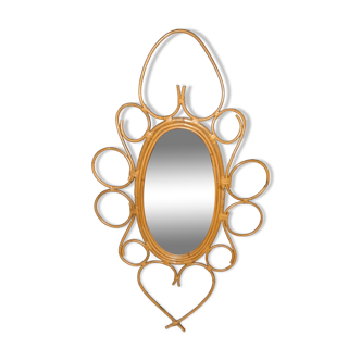 Vintage rattan mirror, 72x40 cm