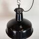 Industrial Black Enamel Factory Lamp with Cast Iron Top, 1950s
