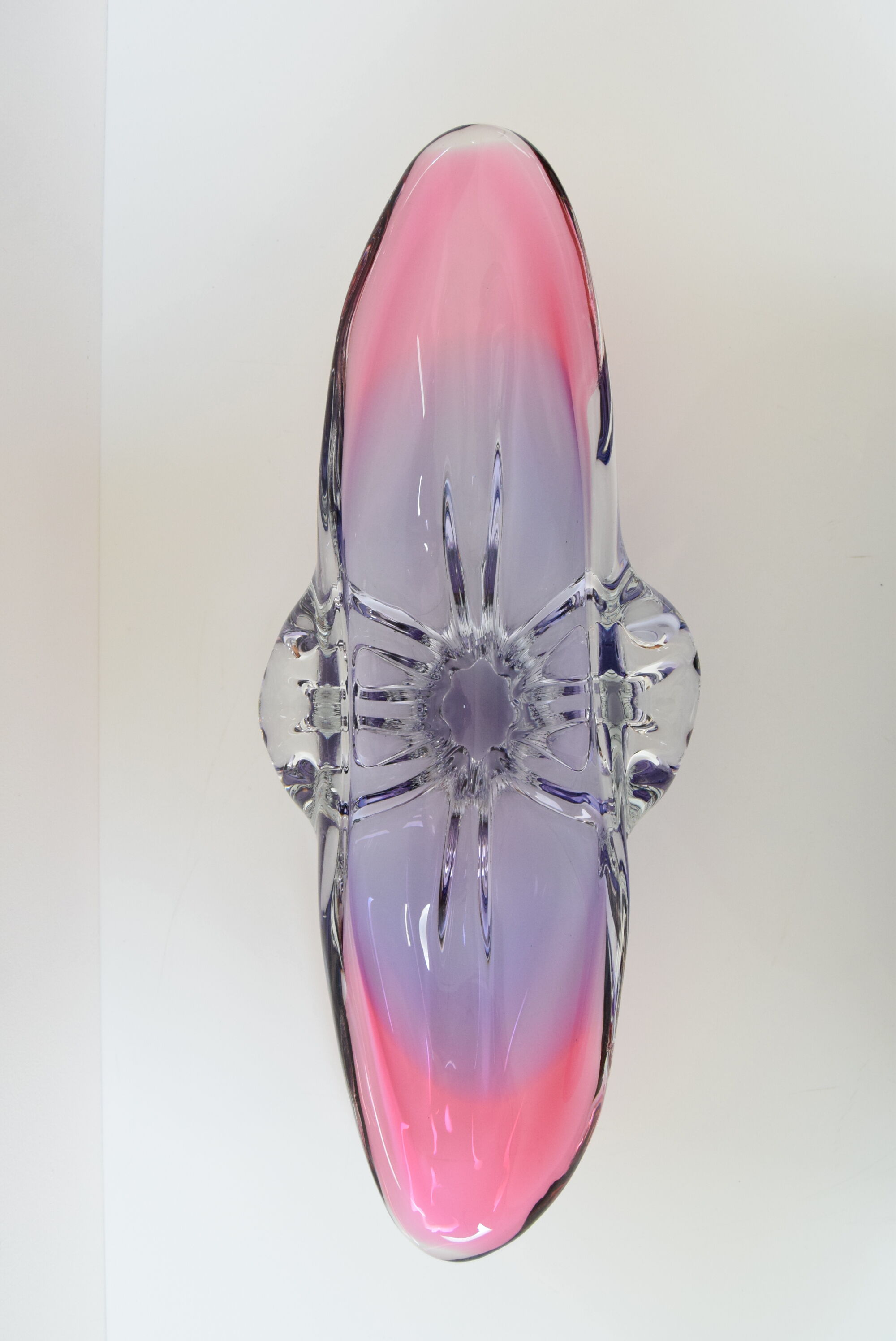 Art Glass Oblong Bowl by Josef Hospodka for Glasswork Chřibská,1960'