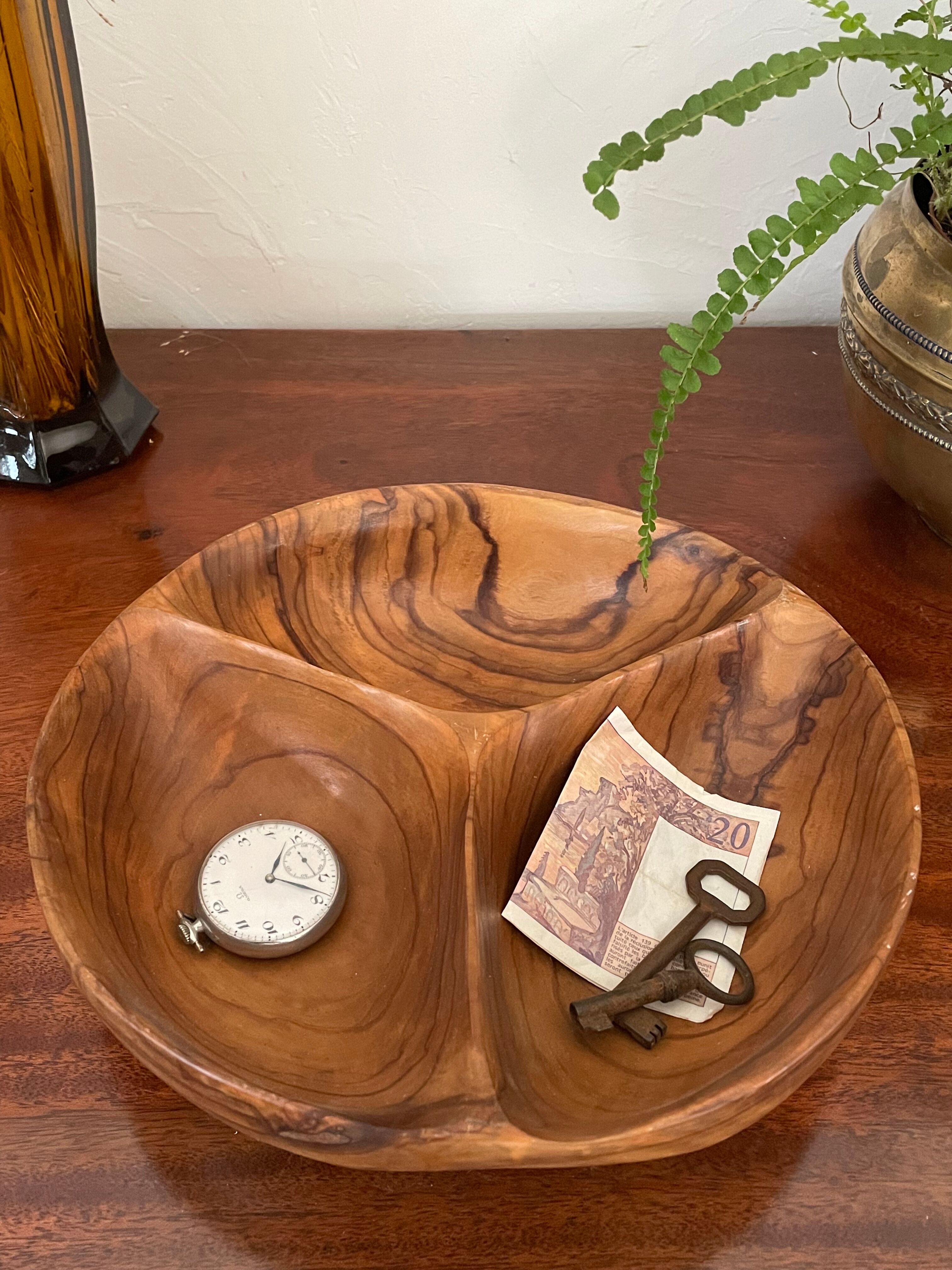 Vintage olive wood dish