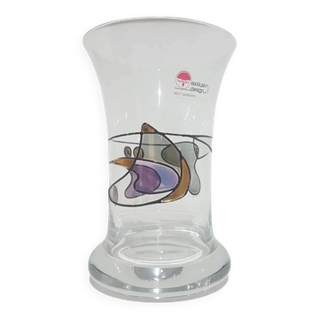Vase Nagel Exklusiv Design, verre transparent soufflé à la main, Allemagne, années 80.