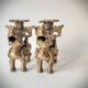 Pair of vintage brass candlesticks, Foo Dogs / Guardian Lions