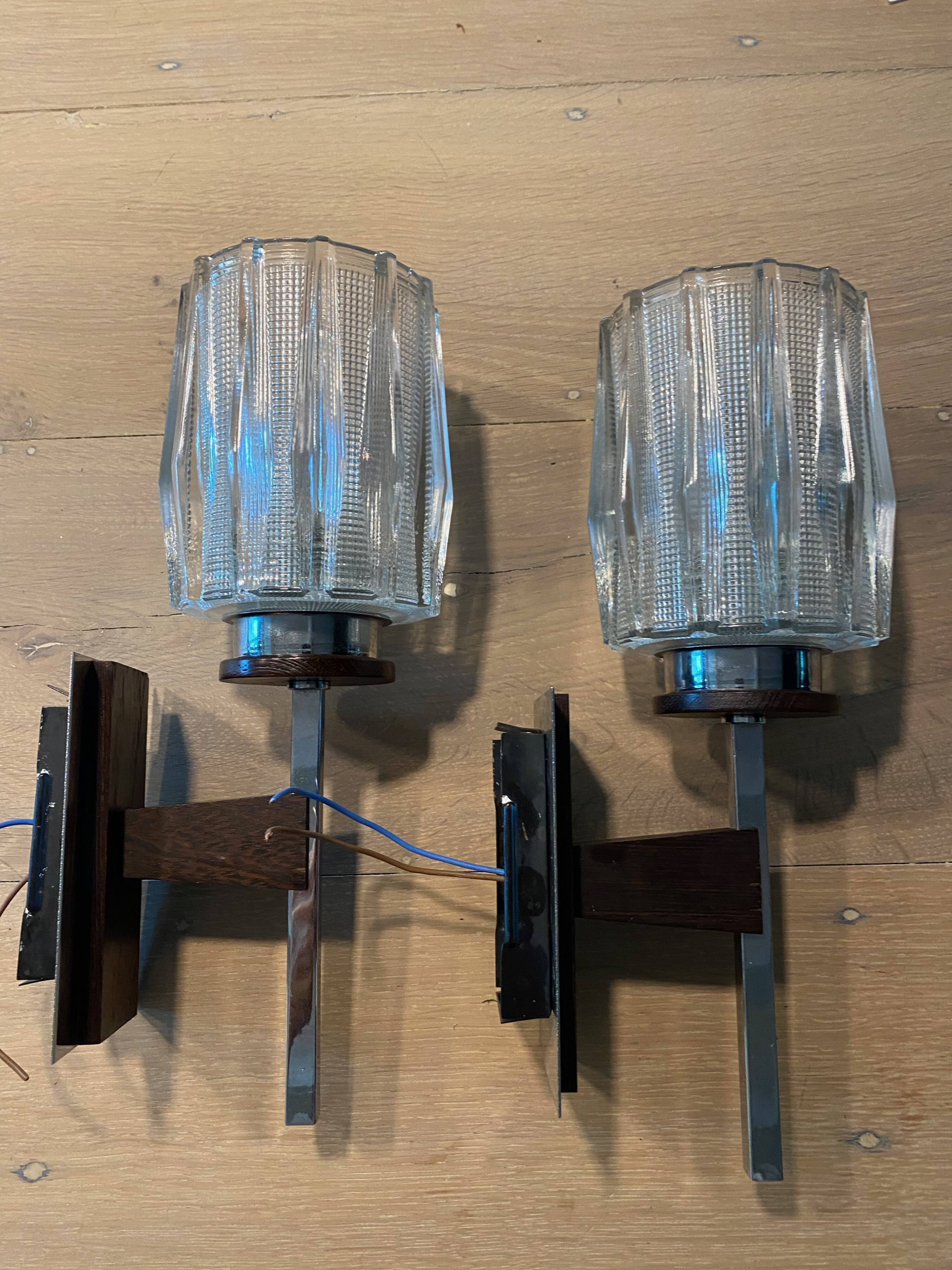Pair of Mid-century Scandinavian Brutalist wall lights (1960s-70s)