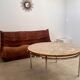 Old Italian design marble effect resin coffee table from the 70s