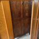 Vintage Parisian wardrobe with one mirrored door from the 60s in pine and wood