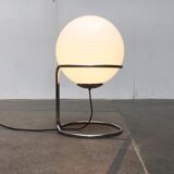 Vintage globe floor lamp in glass and chrome from the space age.