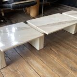 Coffee table in carrara marble with 3 modular elements, italian design ca 1970