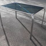 Smoked glass table and chrome space age 1975