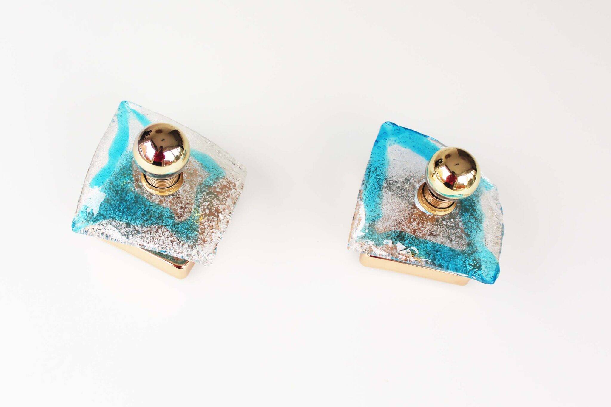 Pair of 1970's Murano Glass Wall Sconces by AV Mazzega