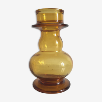 Geometric vintage vase in orange glass