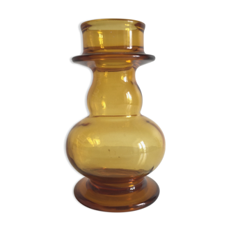Geometric vintage vase in orange glass