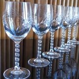 Lot 6 white wine/port glasses cut crystal twisted foot spike crystal from Arques