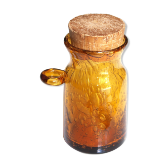 Amber blown glass jar from Biot, 70s