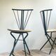 LaPalma folding chairs set of 2, dark green metal & woven cord, Italy, 1970s