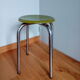 Tabouret métal chromé et bois