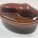 Large Burgundy terrine shaped like a hare or rabbit