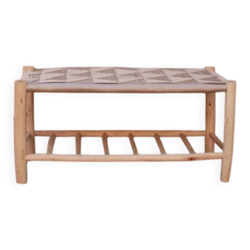 Banc tressé avec étagère