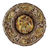 Vintage majolica plate by Carlo Zauli, Faenza, Italy, 1960s.