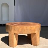 Quadripod coffee table in solid wood monoxyl natural color (dark)