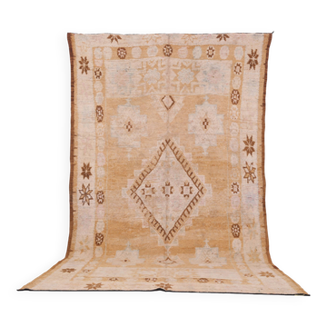 Tapis marocain vintage jaune 181 x 314 cm, tapis en laine berbère, tapis bohème