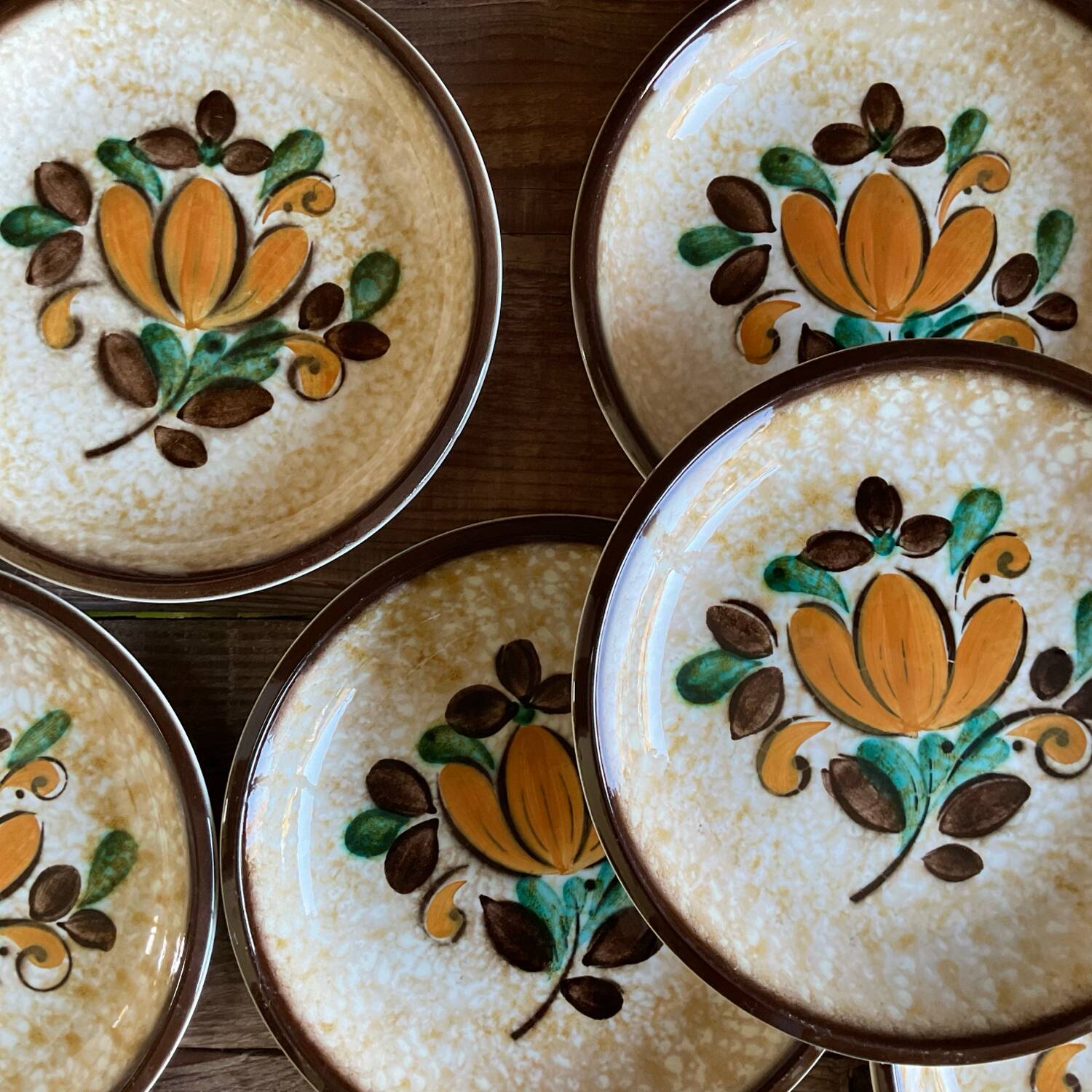 6 vintage Boch La Louvière “Corfou” soup plates