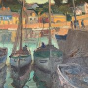 Oil on canvas "one evening in pornic by gilbert hl sailly xx century