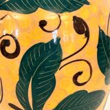 Art Deco Yellow Glazed Earthenware Vase with Futurist Floral Motifs, Italy