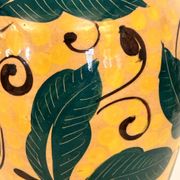 Art Deco Yellow Glazed Earthenware Vase with Futurist Floral Motifs, Italy