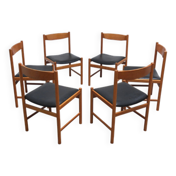 Set of 6 dining chairs in oak by Meubelatelier Vanda, 1960s