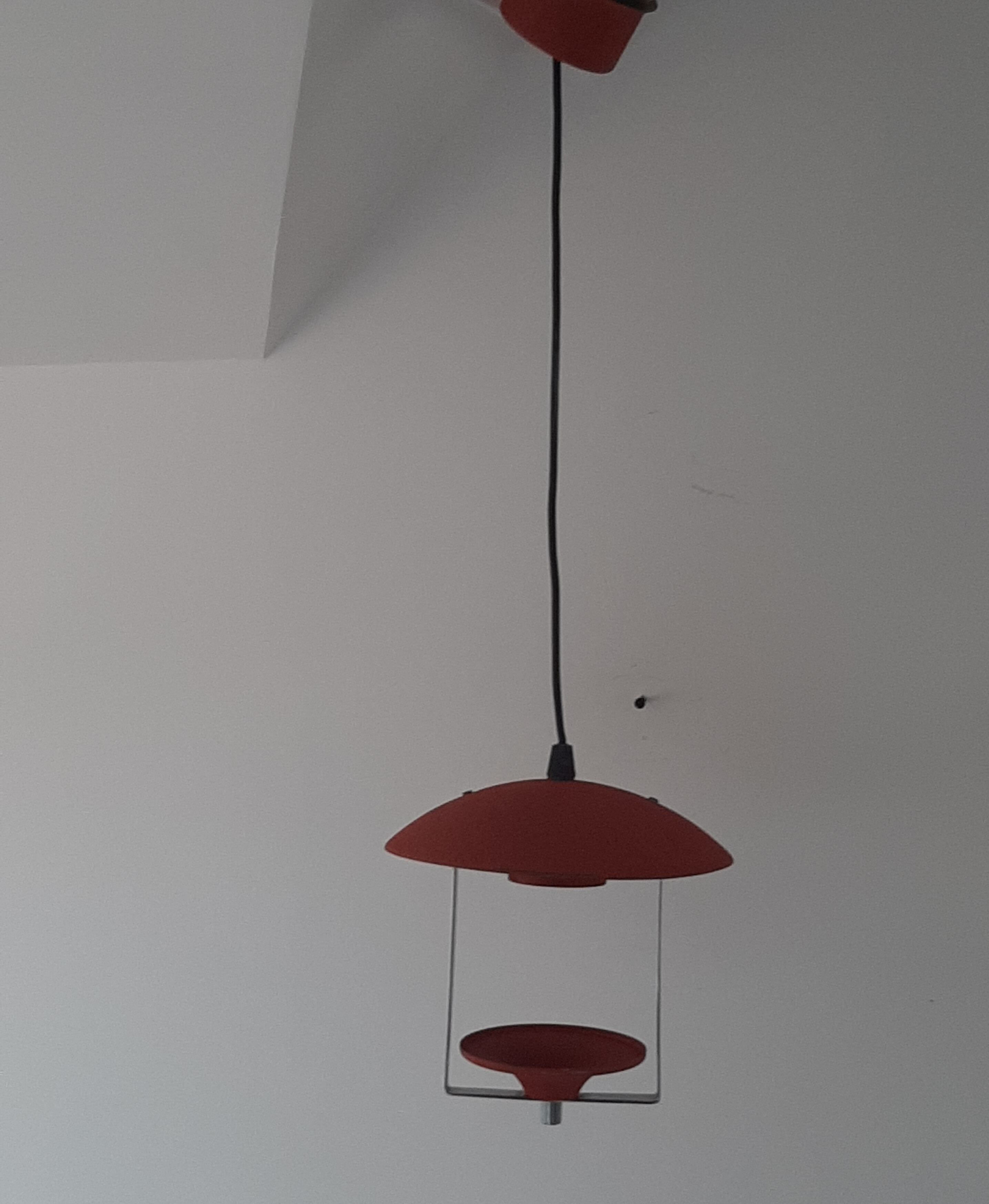 Orange-red metal hanging lamp