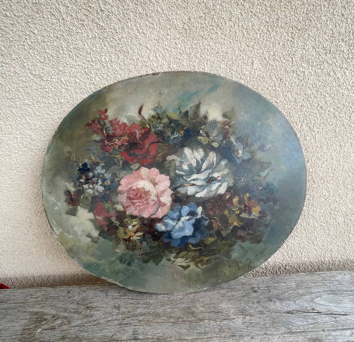 Oval painting Still life with flowers