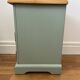 Bedside table, sage green – natural wood top
