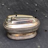 Refillable table lighter in silver metal, ronson stamp, shuttle-shaped, vintage 1960