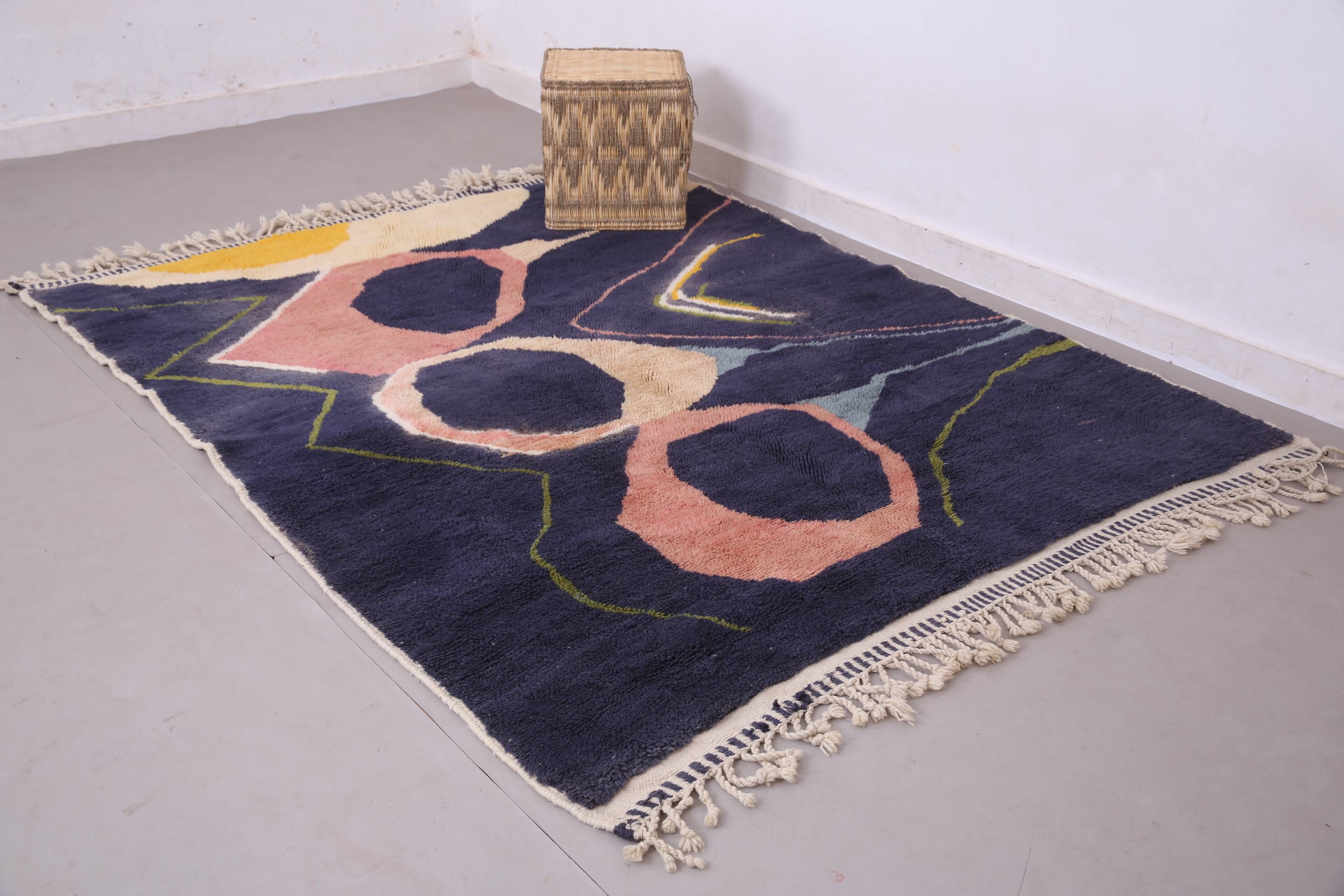 Vintage Abstract Beni Merirt Rug 180 x 225 cm, Beni Ourain Rug, Boho Rug