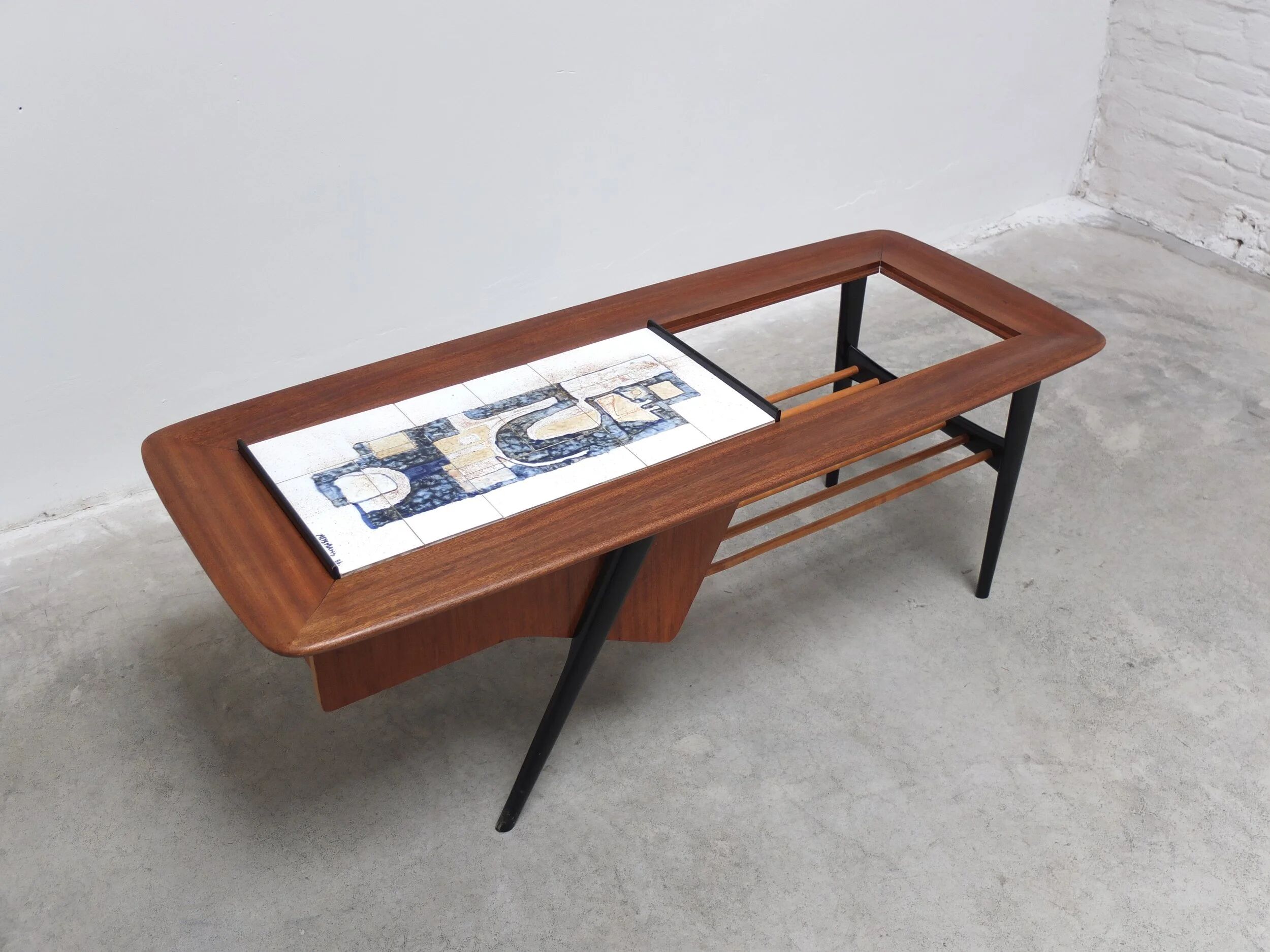 Decorative coffee table with bar by Alfred Hendrickx for Belform, 1950s