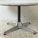 Table basse 70's alu et marbre blanc