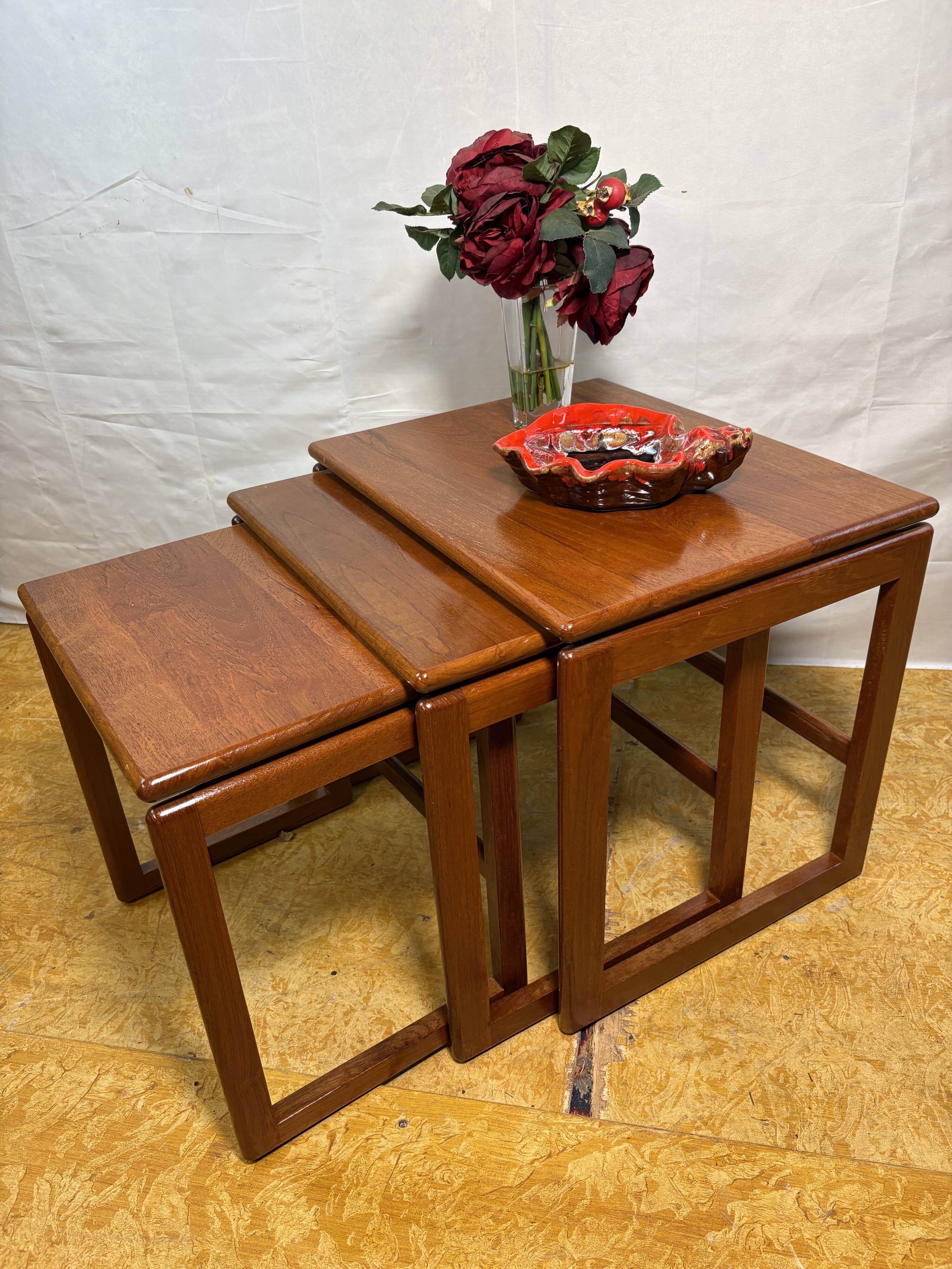 Mid-Century Retro Vintage Teak Nest of Tables 1960  Scandinavian-Inspired •