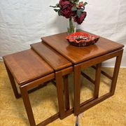 Mid-Century Retro Vintage Teak Nest of Tables 1960  Scandinavian-Inspired •