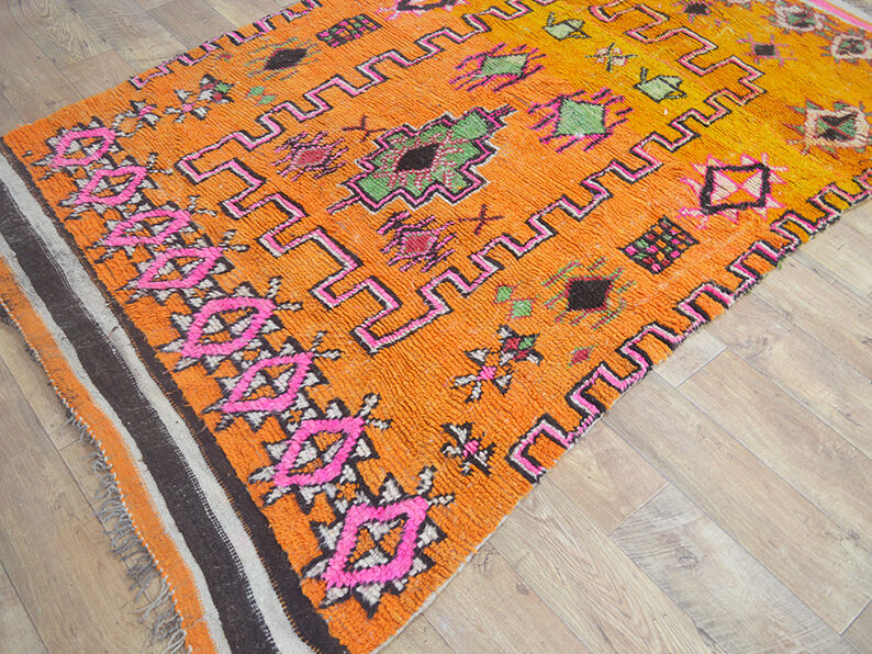 Vintage berber carpet orange 254 x 161 cm