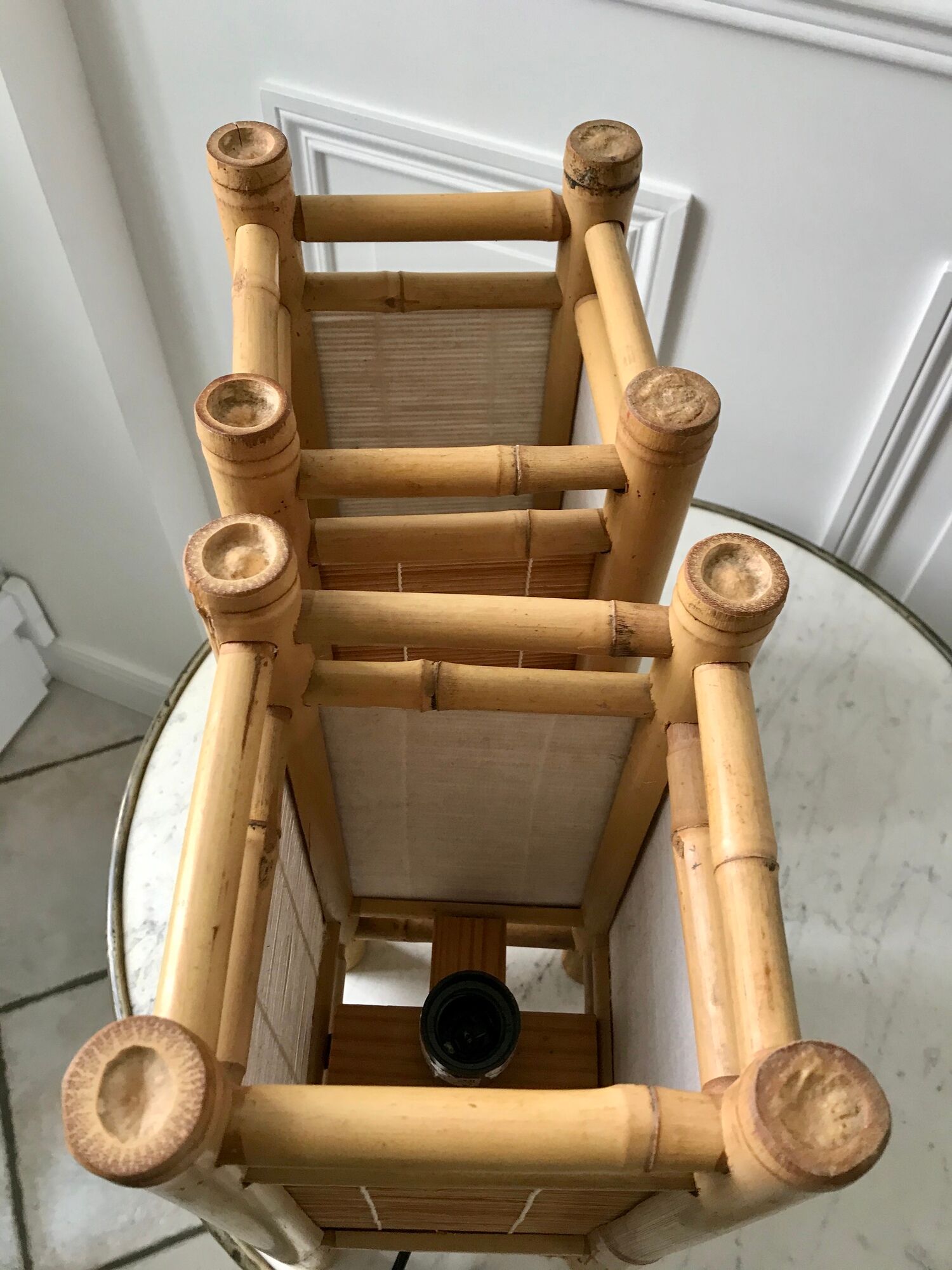 Pair of bedside lamps in rattan bamboo 70s