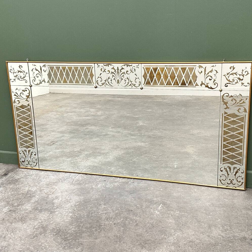 Exquisite very large bistrot Art Nouveau mirror, France 1930s.