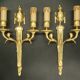 Pair of large Louis XVI style wall lights from the 19th century - gilded bronze