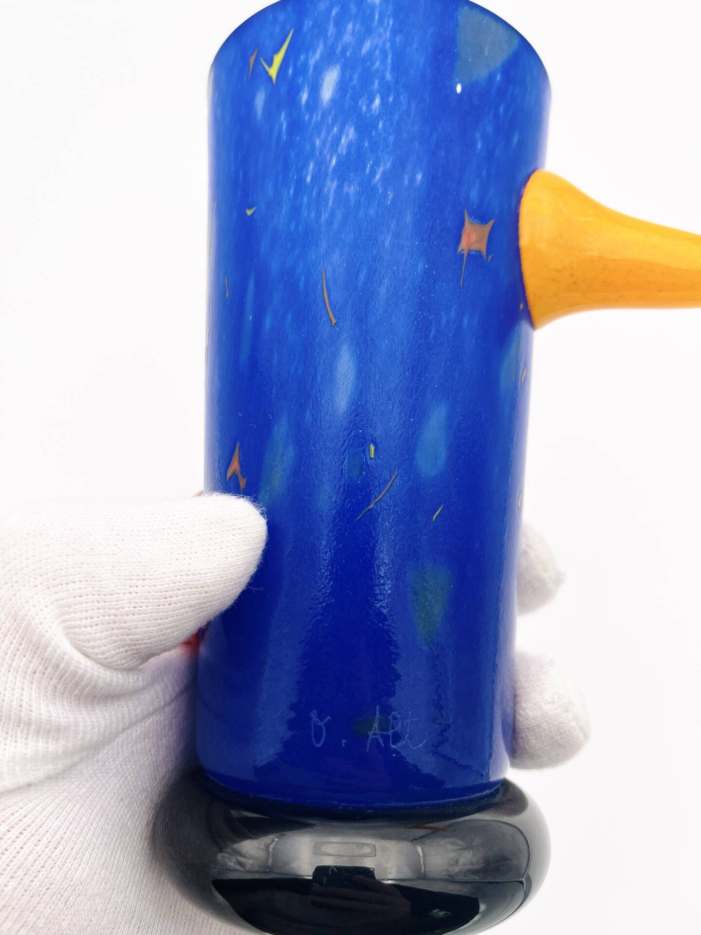 Vase Sculpture Otmar Alt Rosenthal Studio Line Glass Cobalt Signed 16cm