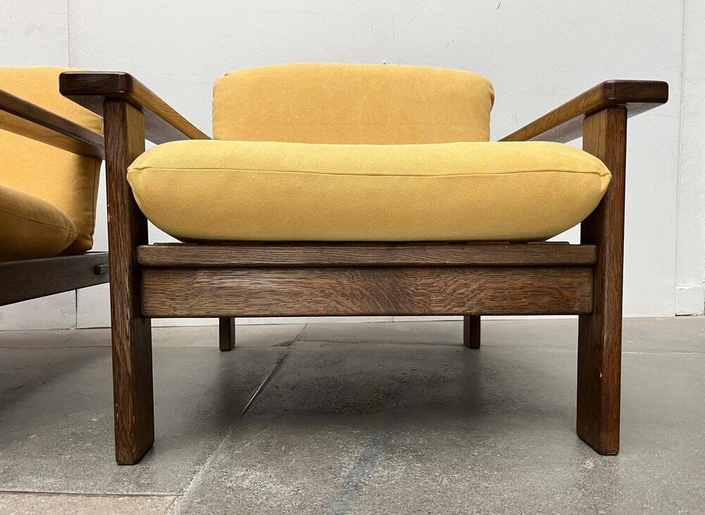 Vintage brutalist lounge chair set, 1960s