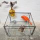 Table basse vintage chrome & verre Années 70