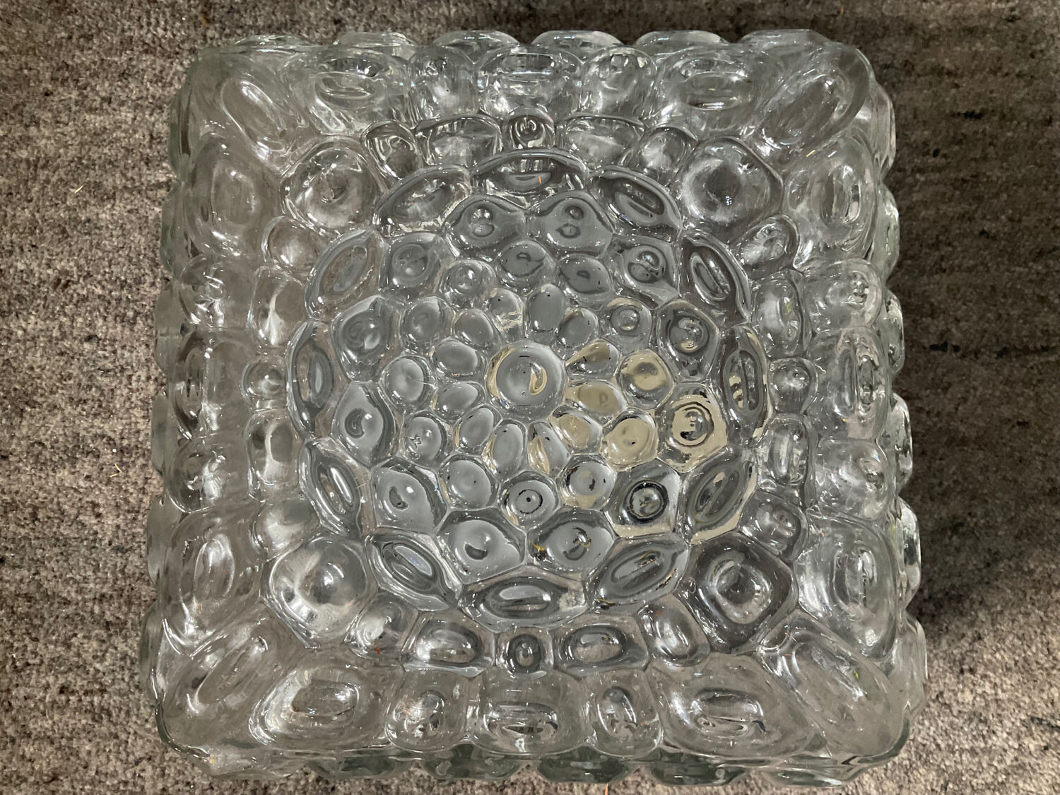 Pair of vintage wall lamps or ceiling lamp in molded glass 70s